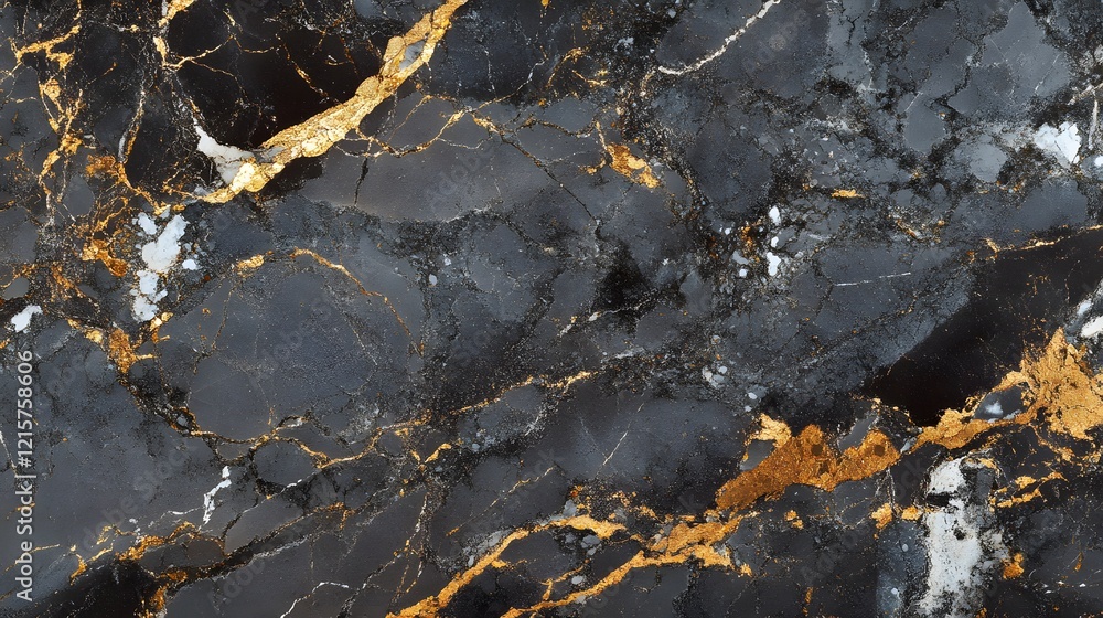 Fototapeta premium Black Marble Texture With Golden Veins