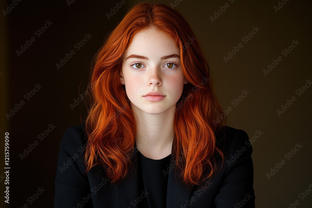 Fiery Beauty: Red Haired Woman Poses for the Camera Fiery Beauty: Red Haired Woman Poses for the Camera