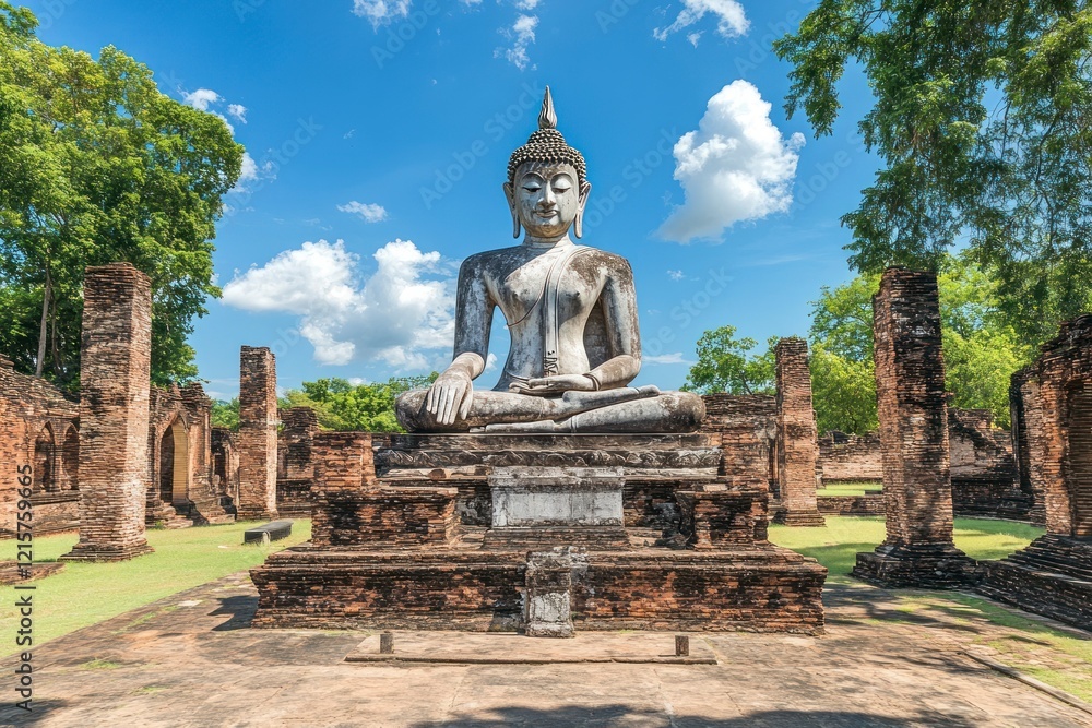 Serene Buddha Statue at Sukhothai Historical Park Thailand Serene Buddha Statue at Sukhothai Historical Park Thailand