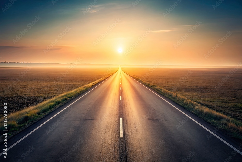 Naklejka premium Minimalist Road to 2025: Abstract Highway Journey Future Year Vision