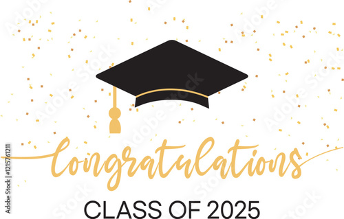 Congratulations class of 2025 greeting sign, Congrats Graduated, Congratulating banner, T-Shirts, Instant Download, Vector illustration, eps10