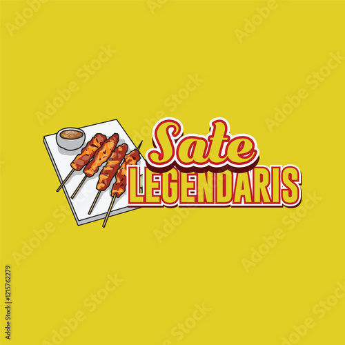 Sate legendaris food logo template illustration graphic