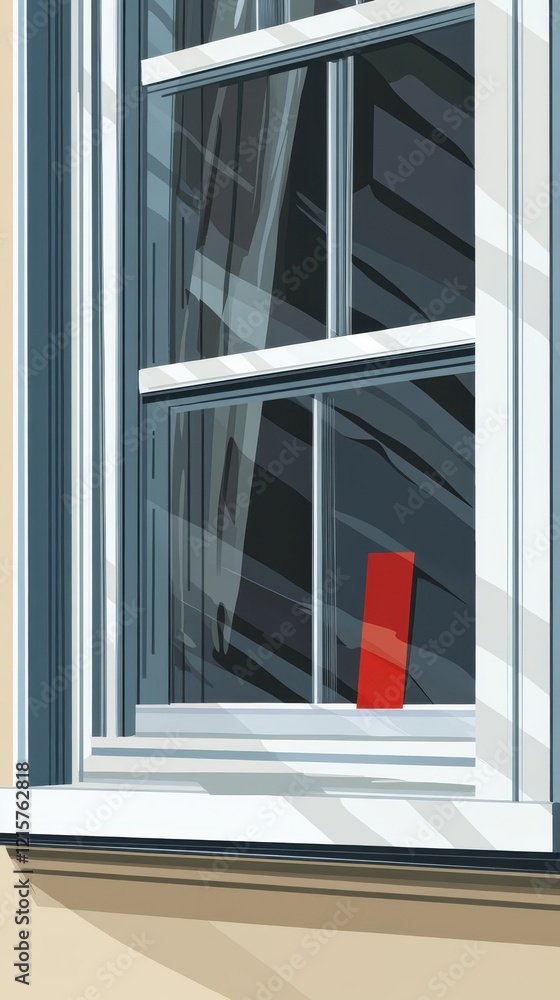 Fototapeta premium A Red Rectangle Viewed Through a Window Pane