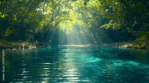 Tranquil Water Reflections Serene Forest Nature Scene Lush Environment Aesthetic View Natural Serenity