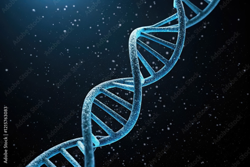 custom made wallpaper toronto digitalClose-up of blue DNA double helix on a black background, biotechnology, isolated molecules, genetic code