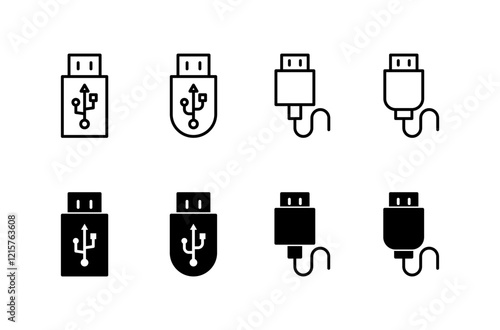 Usb icon vector isolated on white background. Flash disk icon vector