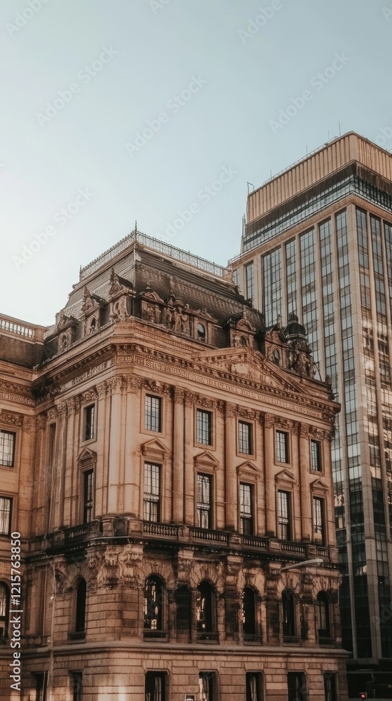 Fototapeta premium Historic building, city skyline, sunset, architectural detail, urban landscape, travel photography