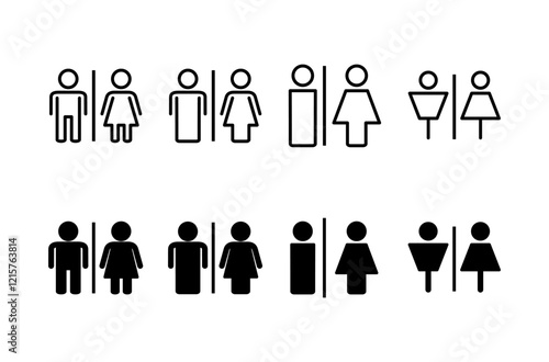 Toilet icon vector isolated on white background. Toilet sign. Man and woman restroom sign vector. Male and female icon