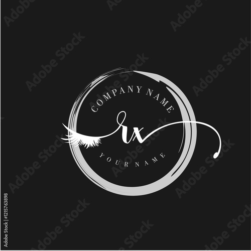 RX Elegant Circular Logo Design with Feather and Calligraphic Text