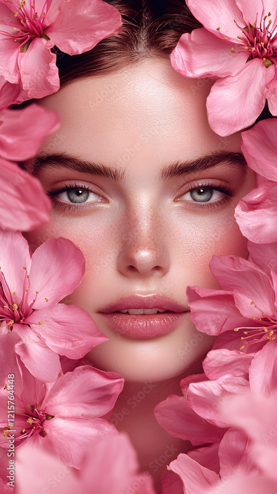 Captivating Floral Portrait of Serene Feminine Beauty Captivating Floral Portrait of Serene Feminine Beauty