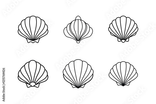 seashell icon vector line art illustration