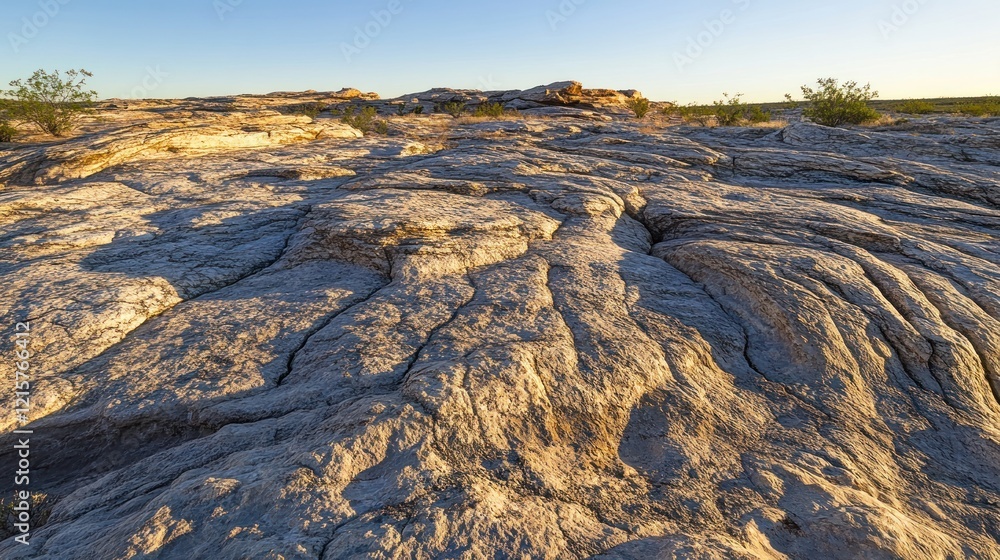Fototapeta premium Texas's White Sands: Arid Landscape Under Golden Sunlight