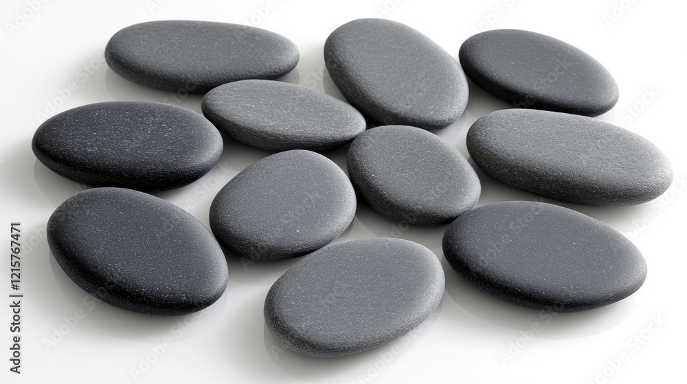 Smooth gray stones on white background; spa, relaxation concept Smooth gray stones on white background; spa, relaxation concept