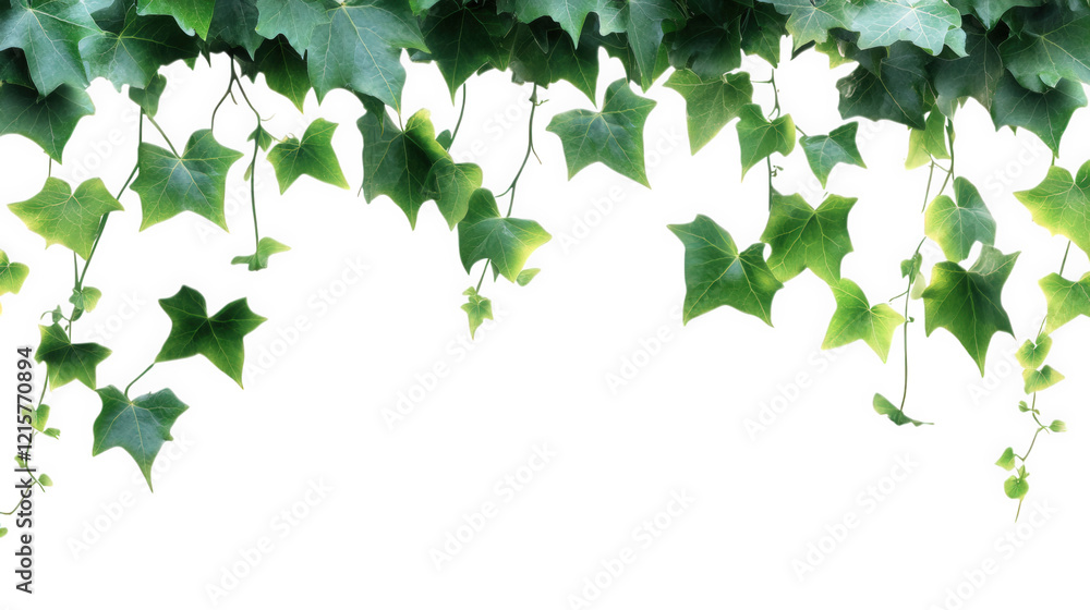 lush green ivy leaves cascading down against a white background. creating a fresh and vibrant aesthetic this natural element can be used for various design purposes. such as backgrounds or decorations lush green ivy leaves cascading down against a white background. creating a fresh and vibrant aesthetic this natural element can be used for various design purposes. such as backgrounds or decorations