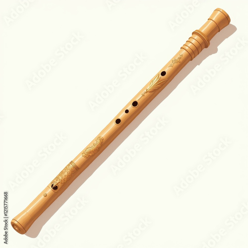 Ornate Wooden Flute, Musical Instrument - Cultural Heritage: The fl. photo