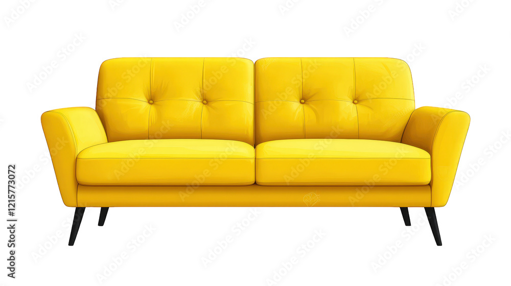 modern. stylish yellow sofa with a sleek design. characterized by its tufted cushions and minimalist legs this vibrant piece of furniture adds a pop of color to any living space. serving both function modern. stylish yellow sofa with a sleek design. characterized by its tufted cushions and minimalist legs this vibrant piece of furniture adds a pop of color to any living space. serving both function