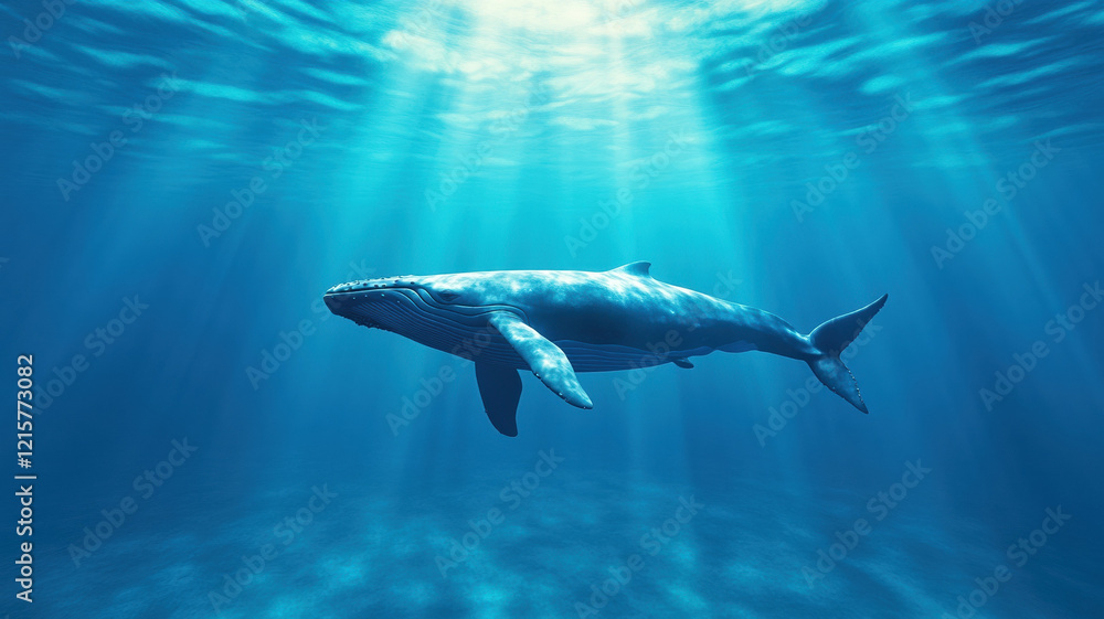 Obraz premium stunning underwater view of whale swimming gracefully