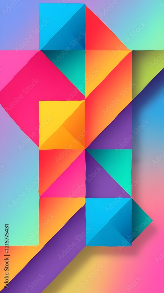 Colorful geometric shapes create a vibrant mobile wallpaper for phone backgrounds. Generative AI Colorful geometric shapes create a vibrant mobile wallpaper for phone backgrounds. Generative AI