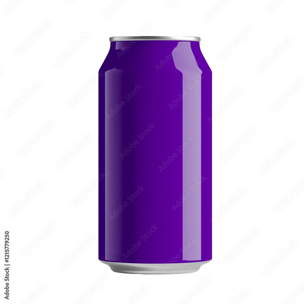 A plain purple soda can with a silver top, designed for beverage packaging. A plain purple soda can with a silver top, designed for beverage packaging.