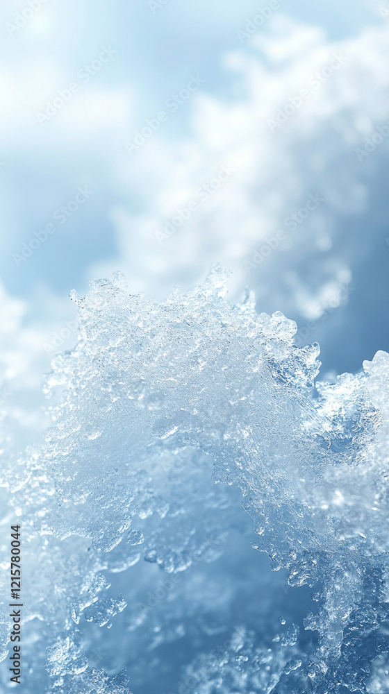 Closeup of an ice surface showcasing intricate patterns and textures with a light blue backdrop in a minimalistic and modern design with a bright tone and blurred empty space on the side
Closeup of an ice surface showcasing intricate patterns and textures with a light blue backdrop in a minimalistic and modern design with a bright tone and blurred empty space on the side