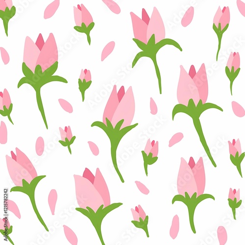 seamless pattern with pink flowers