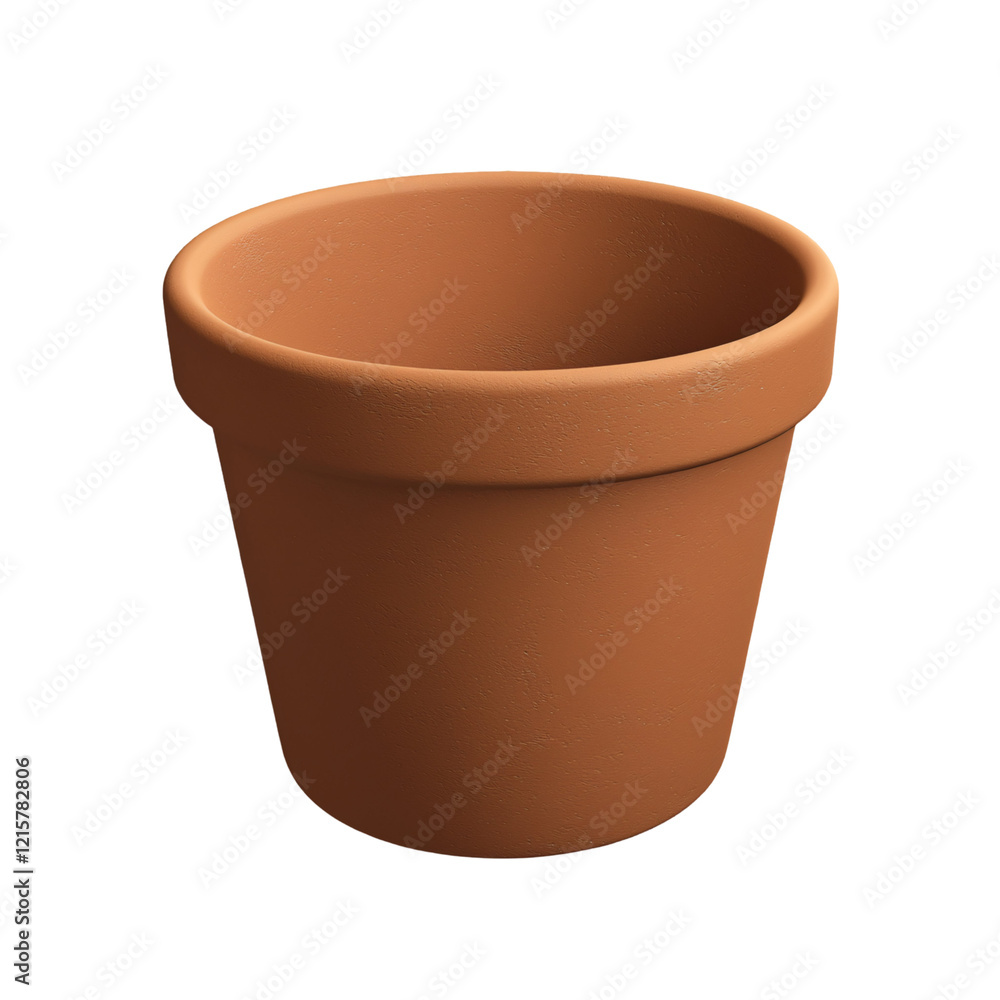 A simple terracotta flower pot, ideal for planting and displaying plants or flowers. A simple terracotta flower pot, ideal for planting and displaying plants or flowers.