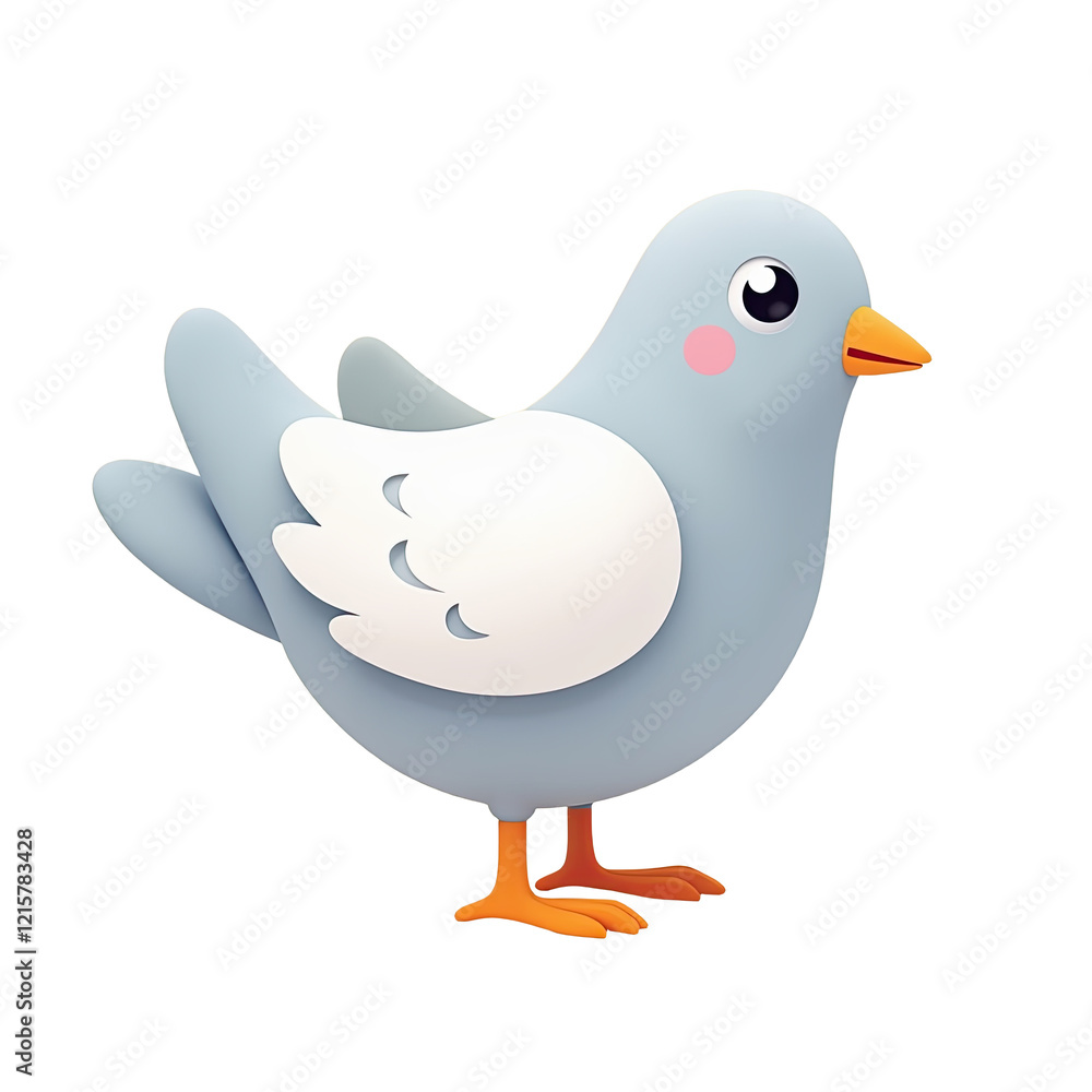 Cute 3D Cartoon Bird, Dove Illustration - 3D Renderings Cute 3D Cartoon Bird, Dove Illustration - 3D Renderings
