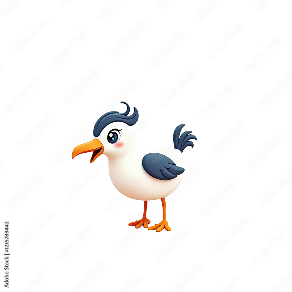 Obraz premium Cute 3D Cartoon Bird Illustration - 3D illustrations