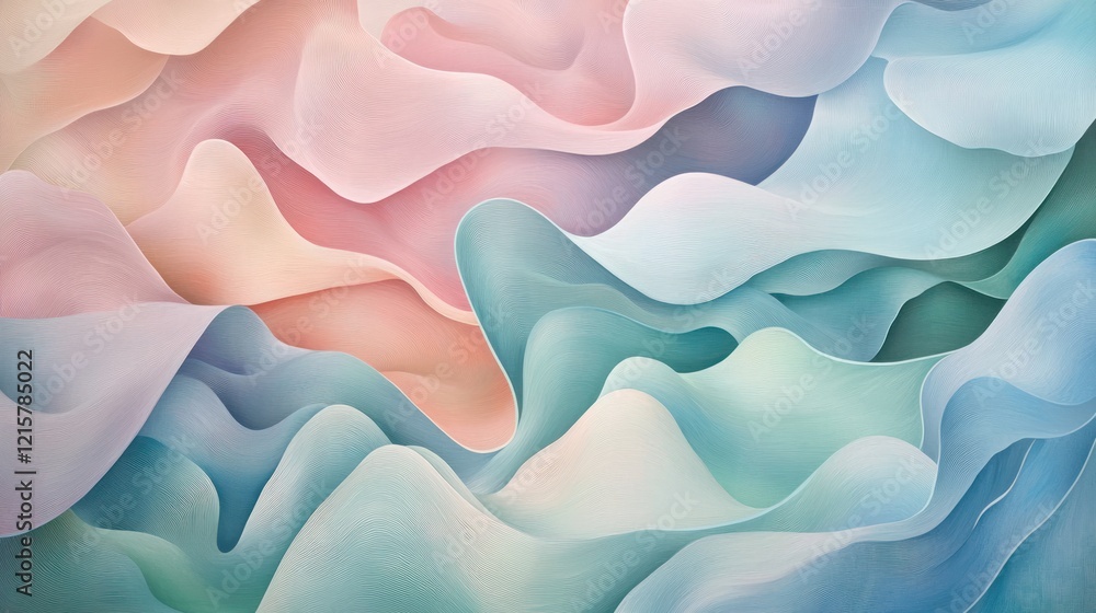 Obraz premium Abstract Pastel Waveforms: A Serene Digital Artwork