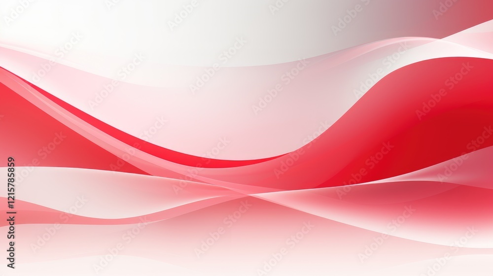 Fototapeta premium Abstract waves in red and white create a smooth, flowing design.