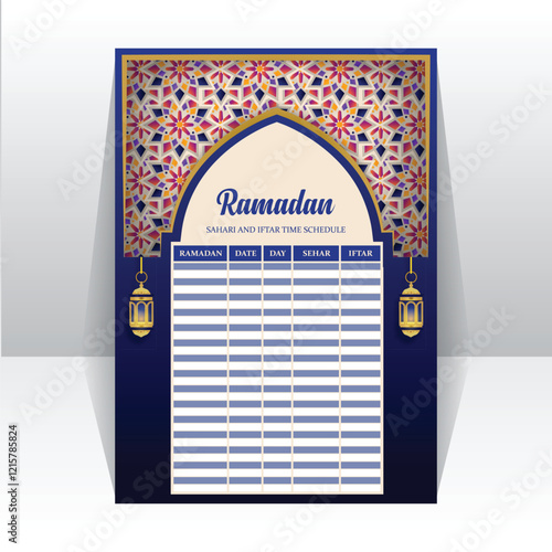 Ramadan holy month calendar schedule template graphic