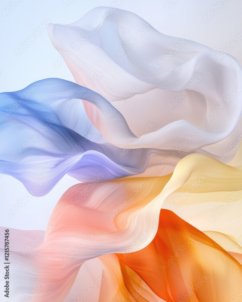 Obraz premium Flowing abstract art design dreamlike visuals textured backgrounds serene atmosphere soft color palette