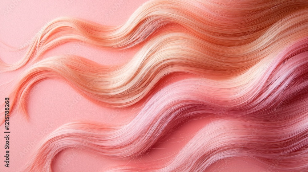 Obraz premium Pastel Pink and Orange Hair Waves: A Soft and Dreamy Texture