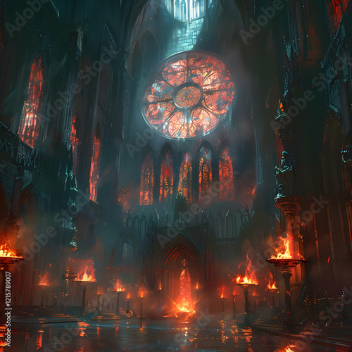 Burning Cathedral with Rose...