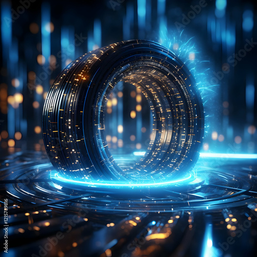 Futuristic Rotating Ring in...