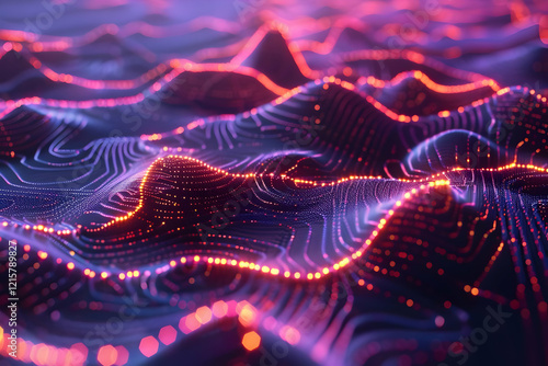 Glowing Digital Landscape W...