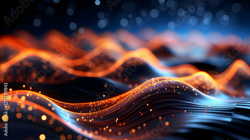 Glowing Digital Wave Partic...