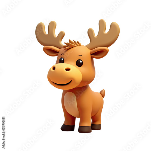 Cute 3D Cartoon Moose Illustration - 3D renderings