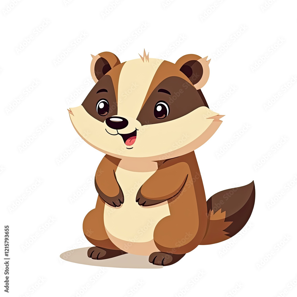 Fototapeta premium Cute Badger Cartoon Illustration - Minimalist style