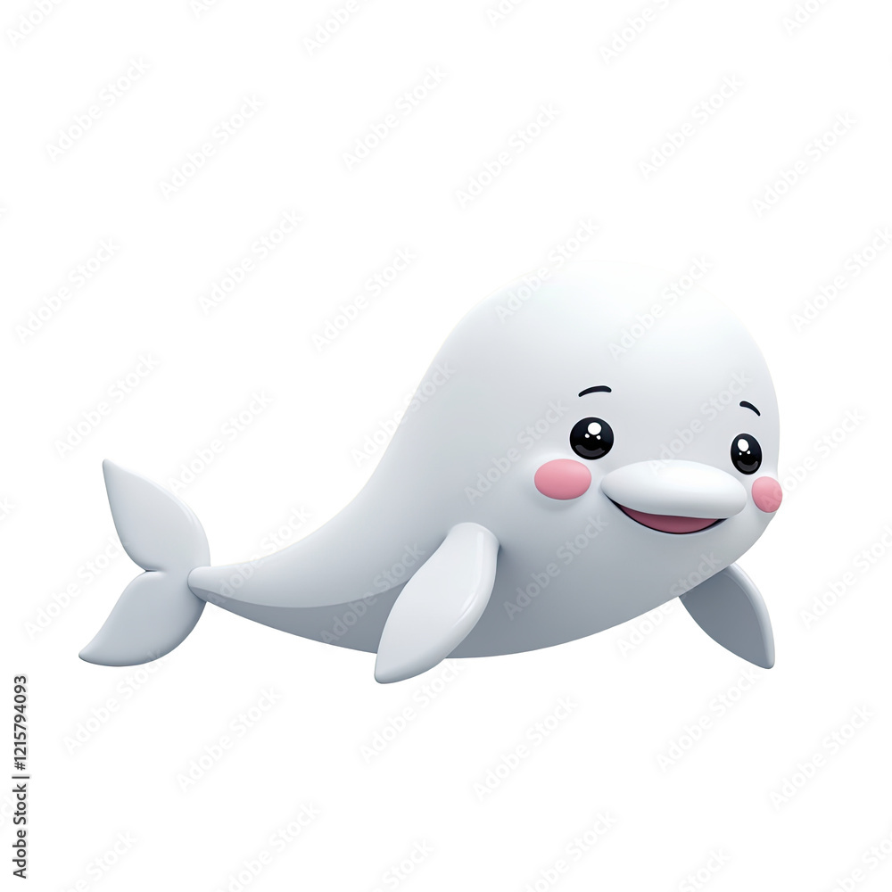 Cute Cartoon Beluga Whale 3D Render - Kawaii/Cute Cute Cartoon Beluga Whale 3D Render - Kawaii/Cute