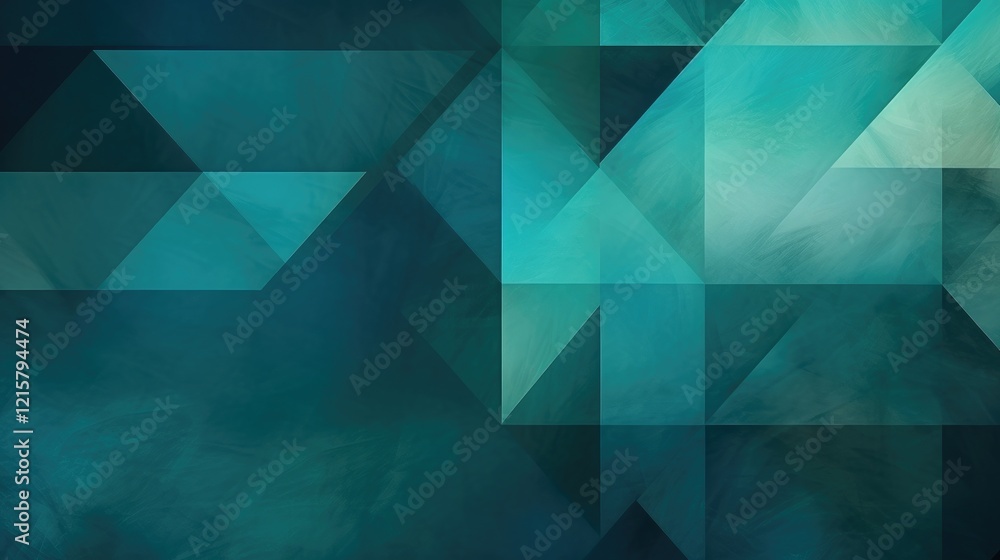 Obraz premium Abstract geometric design with teal and blue tones, suitable for backgrounds or digital art.
