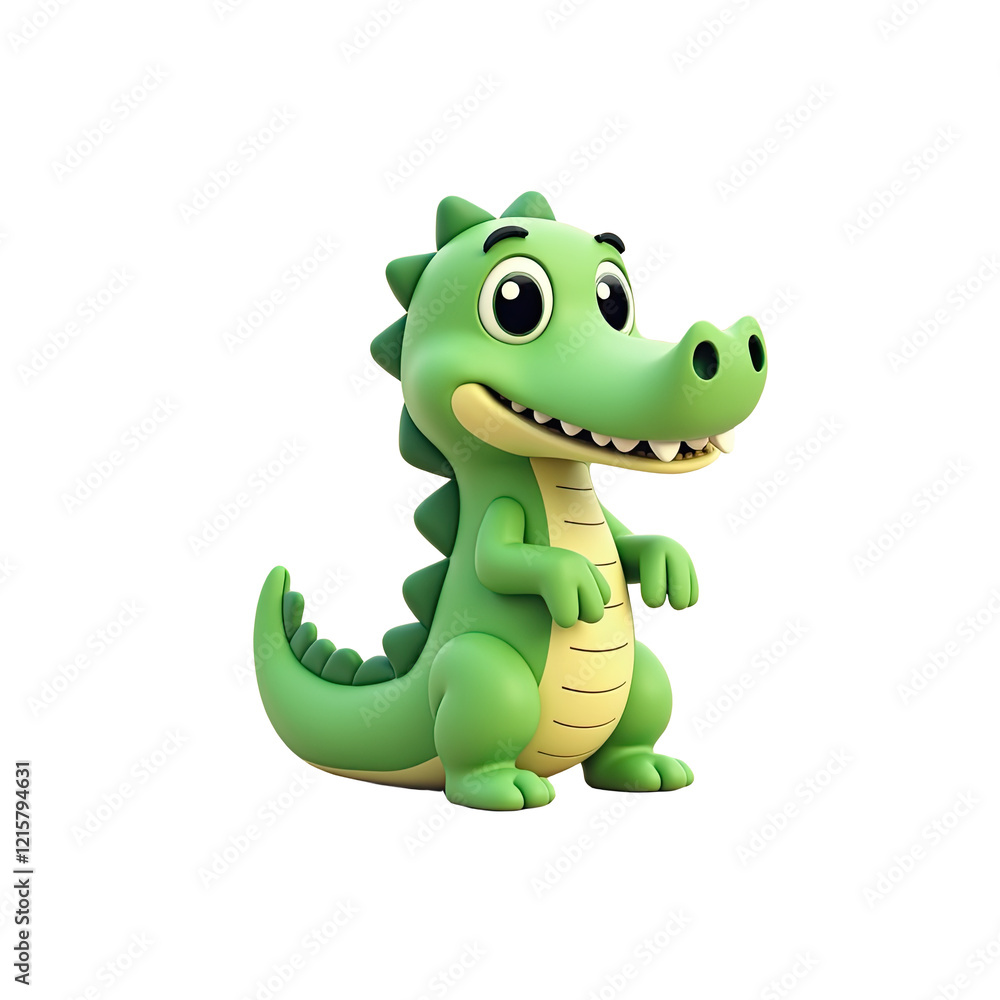 Fototapeta premium Cute Cartoon Crocodile 3D Render - 3D Renderings