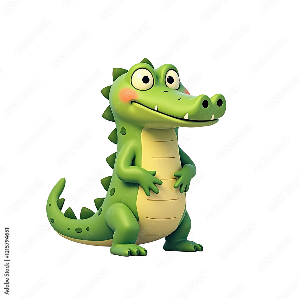 Fototapeta premium Cute Cartoon Crocodile Illustration - Minimalist style