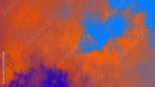 Blue and Orange Gradient fiery sunset with grunge texture and smoke