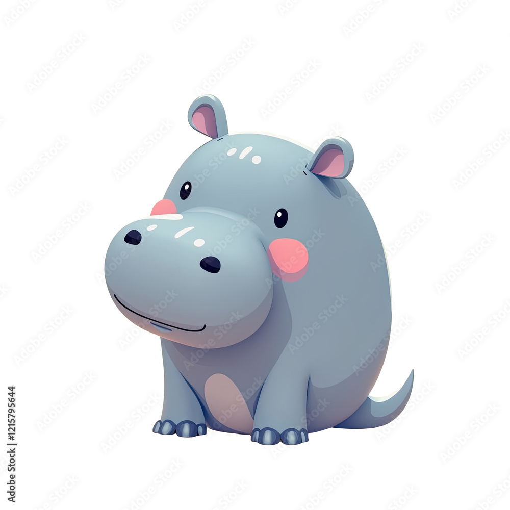 Cute Cartoon Hippopotamus 3D Render - 3D renders Cute Cartoon Hippopotamus 3D Render - 3D renders