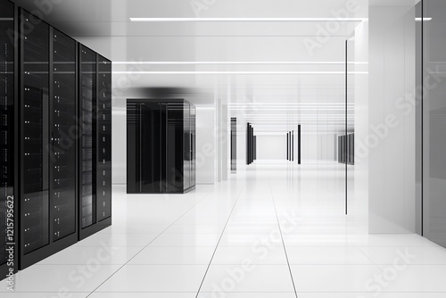 Modern clean server room interior.