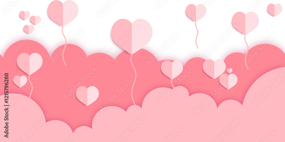 Valentine's Day Hearts Cloud Border Valentine's Day Hearts Cloud Border