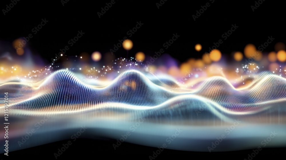 Abstract digital waves with glowing lights and particles Abstract digital waves with glowing lights and particles