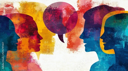 Colorful Portraits Dialogue Abstract Art