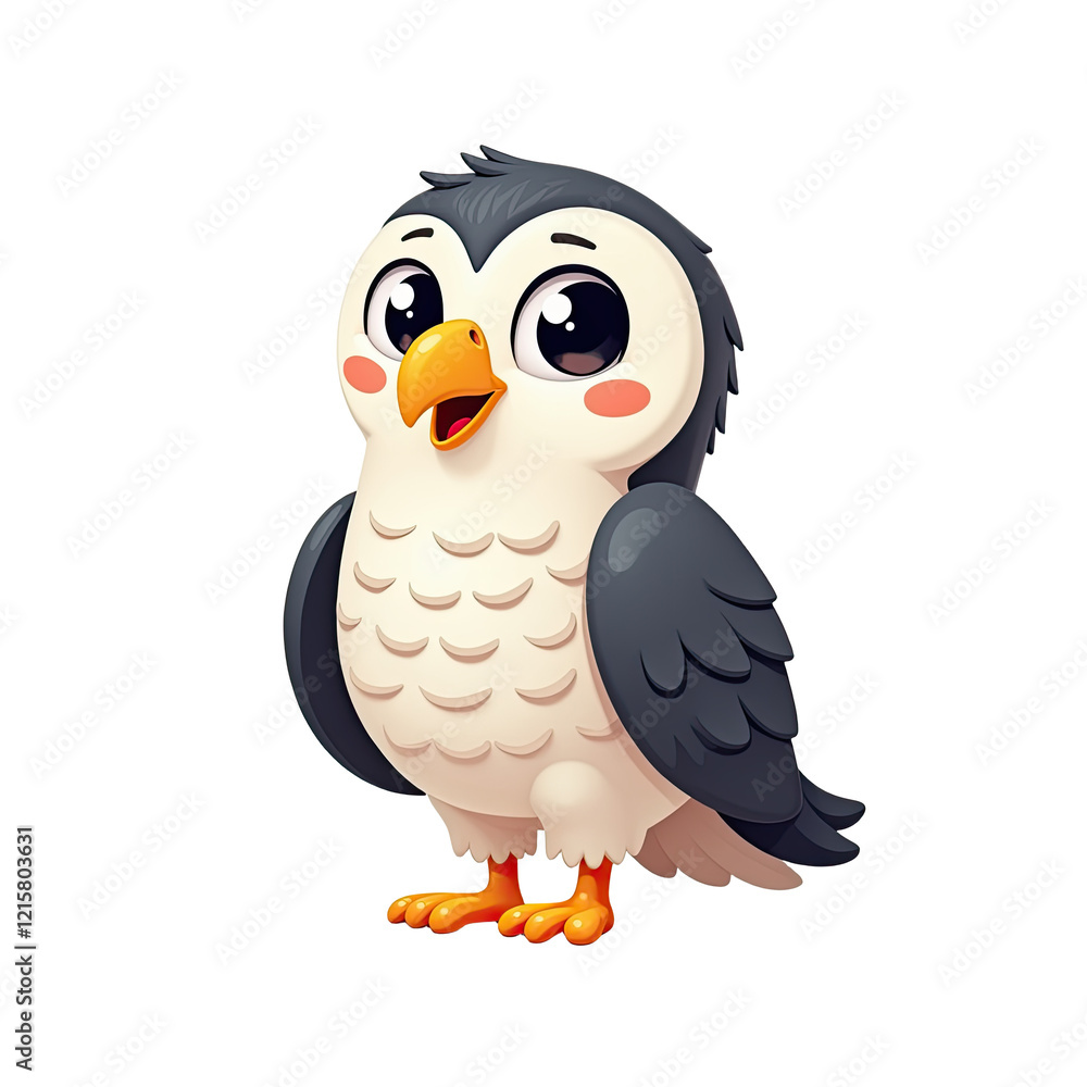 Fototapeta premium Adorable Cartoon Puffin Bird Illustration - Cute characters